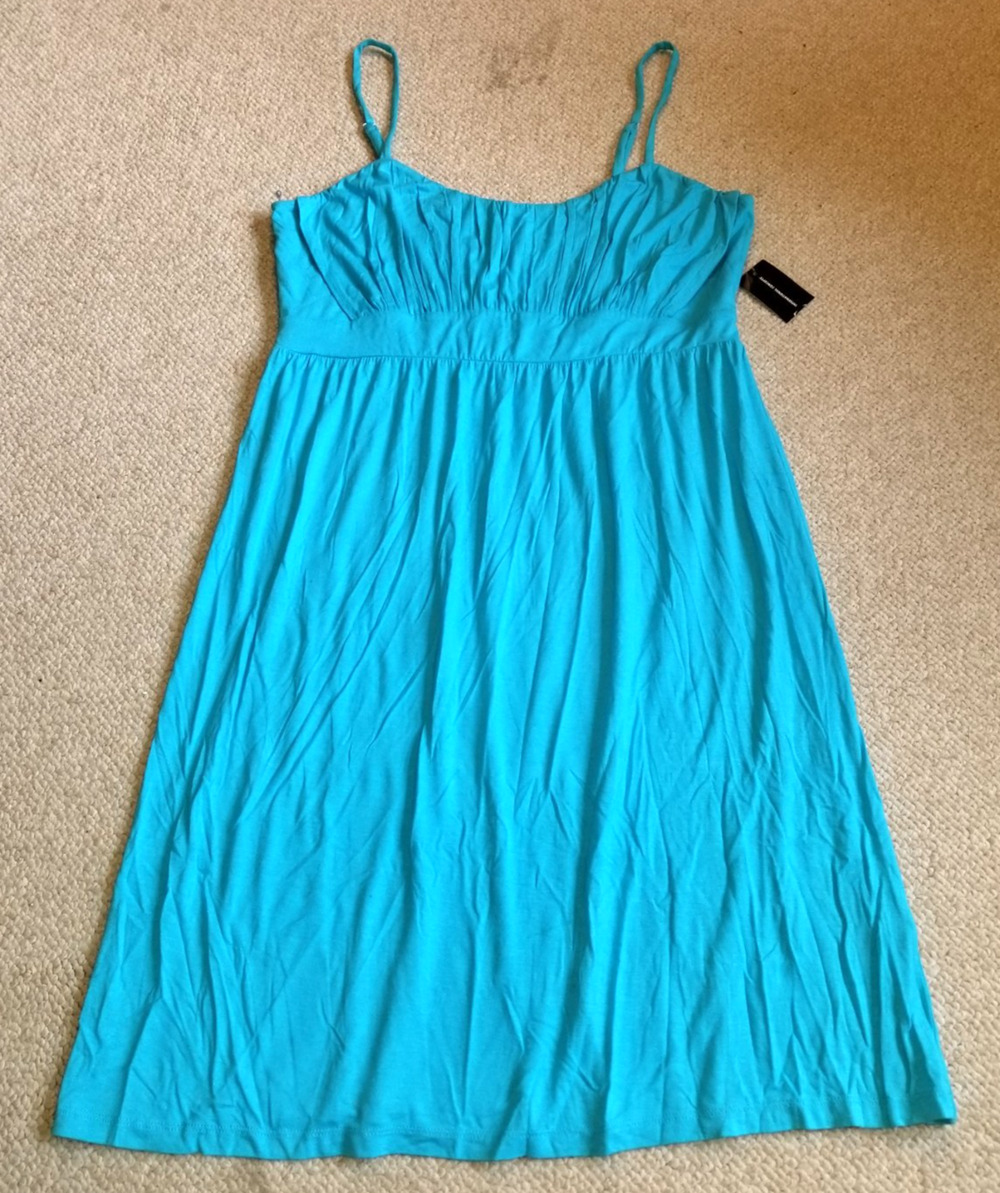 NWT Womens Dress-INC INTERNATIONAL CONCEPTS-Y2K 'Sweet Water' blue babydoll-S